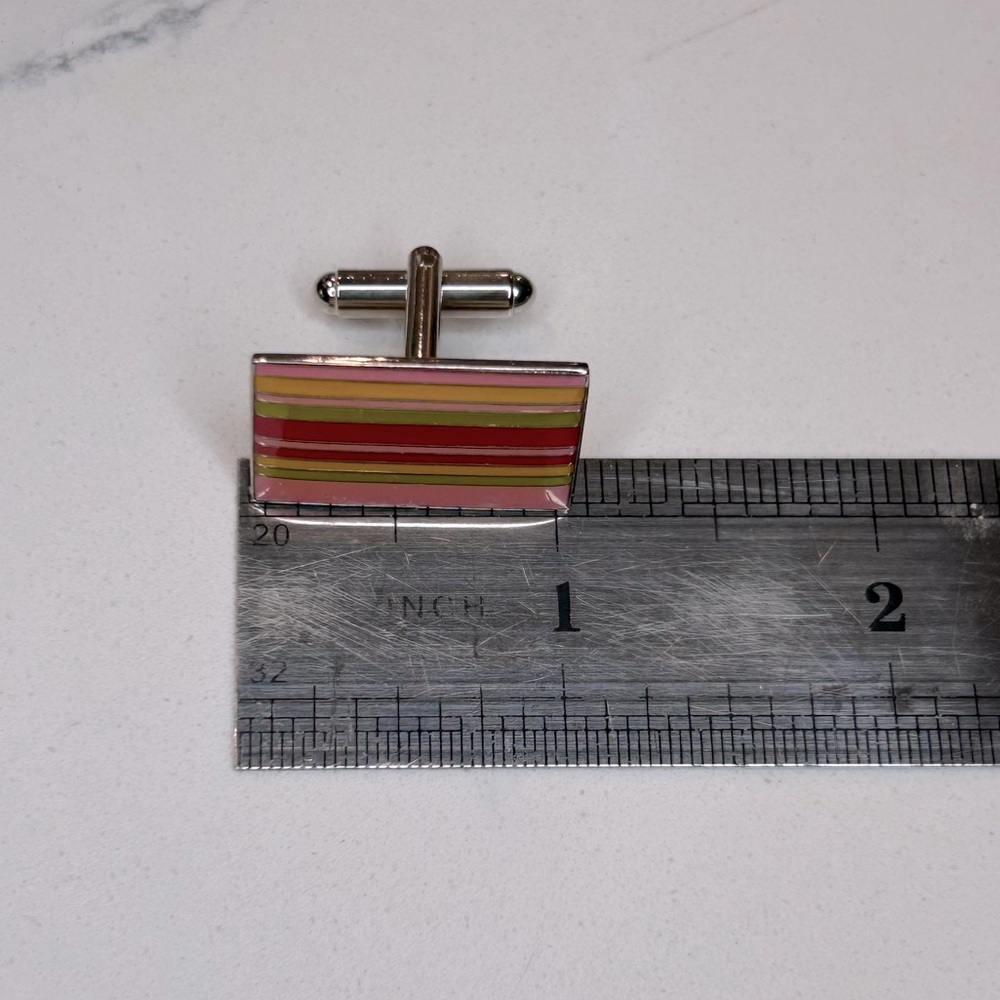 80s Multi-Coloured Stripes Cufflinks - Picture 7 of 7